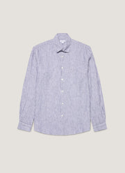 Men's Linen Shirt in Navy/White Linen