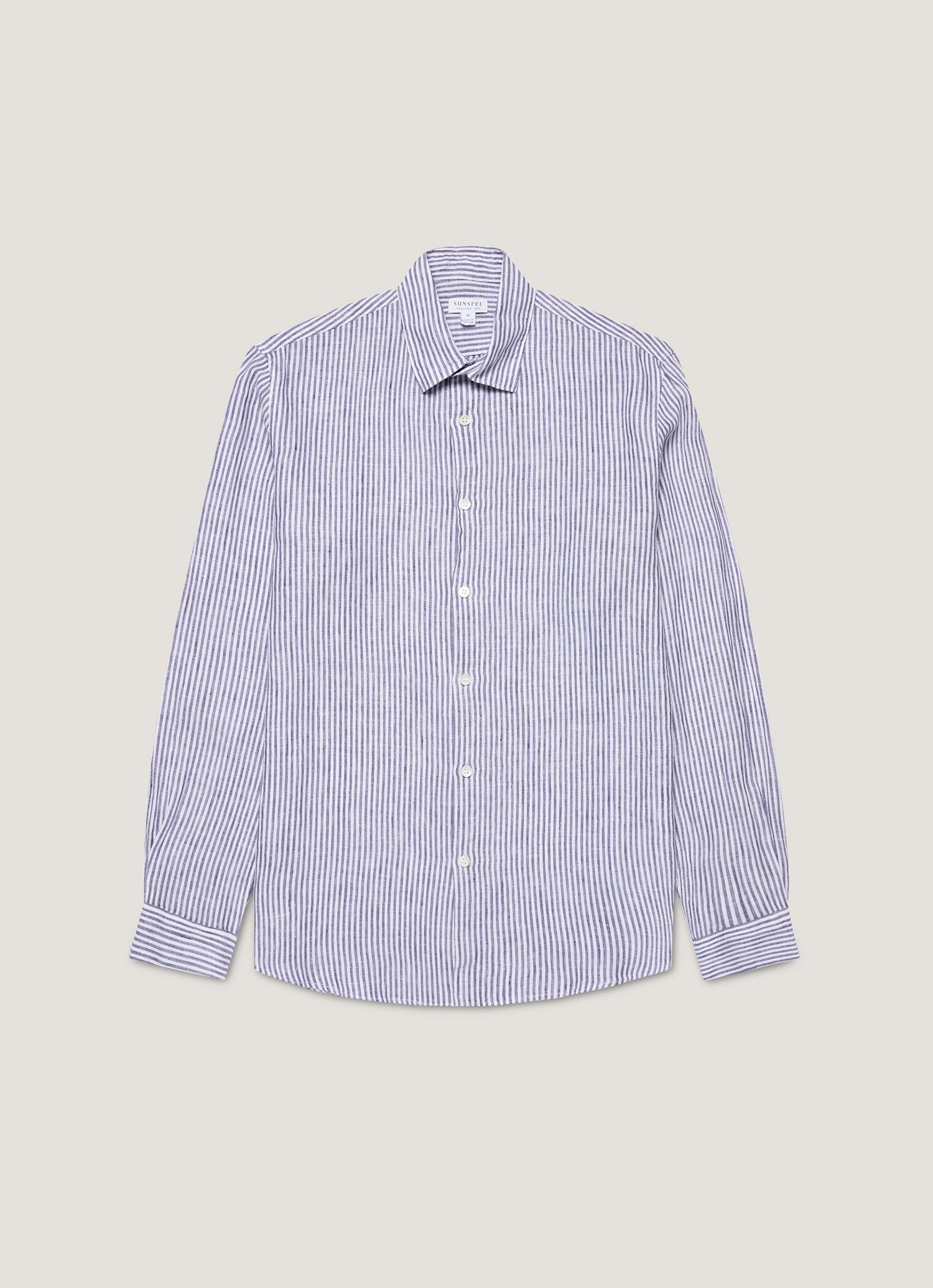 Men's Linen Shirt in Navy/White Linen