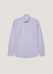 Men's Linen Shirt in White/Navy