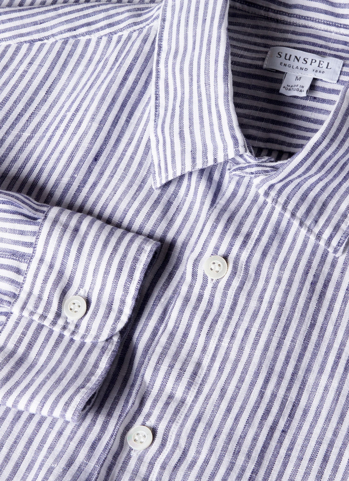 Men's Linen Shirt in Navy/White Linen