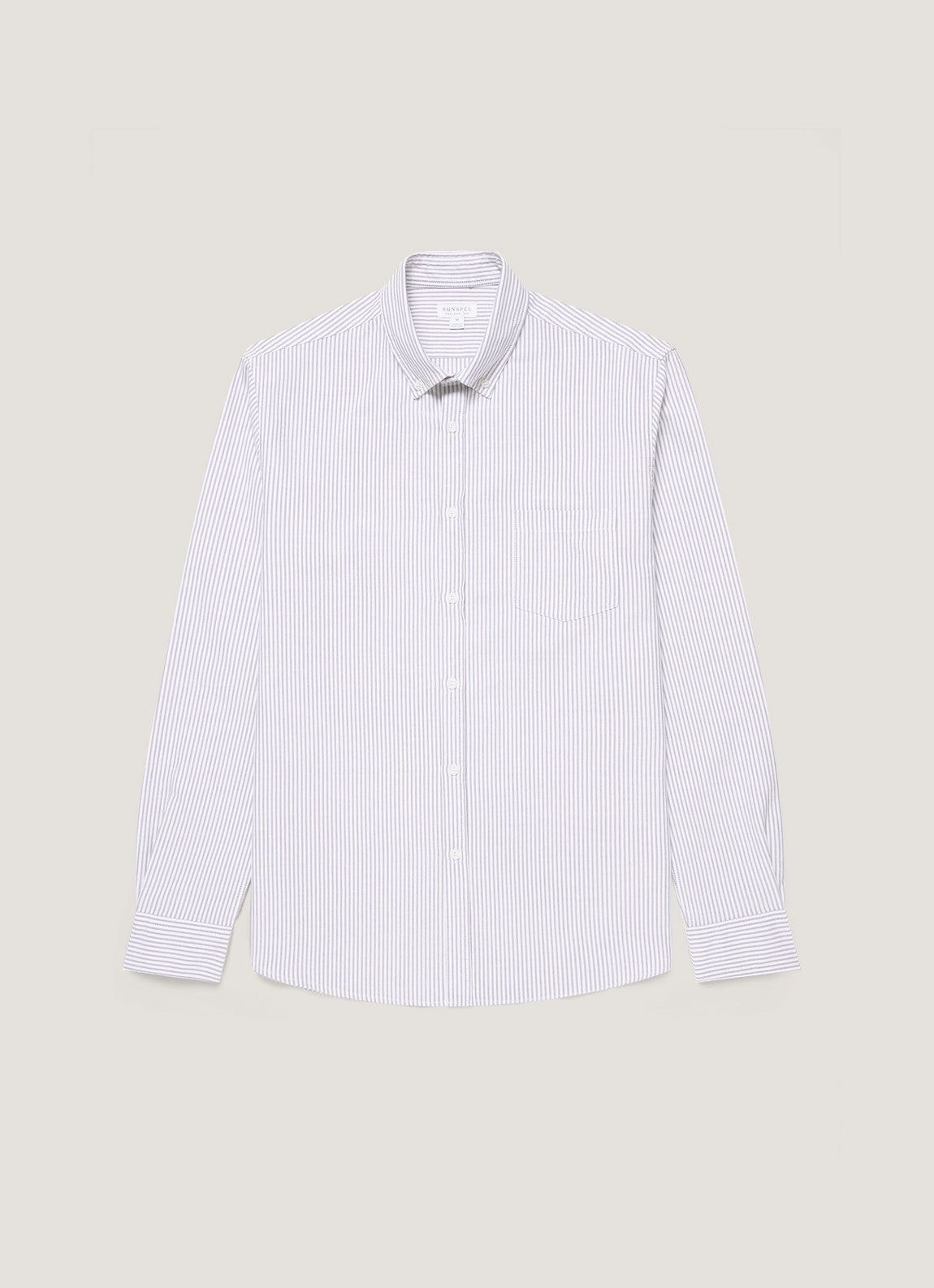 Men's Button Down Oxford Shirt in White/Navy