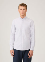 Men's Button Down Oxford Shirt in White/Navy