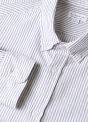 Men's Button Down Oxford Shirt in White/Navy