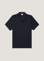 Men's Short Sleeve Textured Jersey Shirt in Midnight Navy