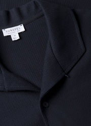 Men's Short Sleeve Textured Jersey Shirt in Midnight Navy