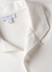 Men's Short Sleeve Textured Jersey Shirt in Ecru