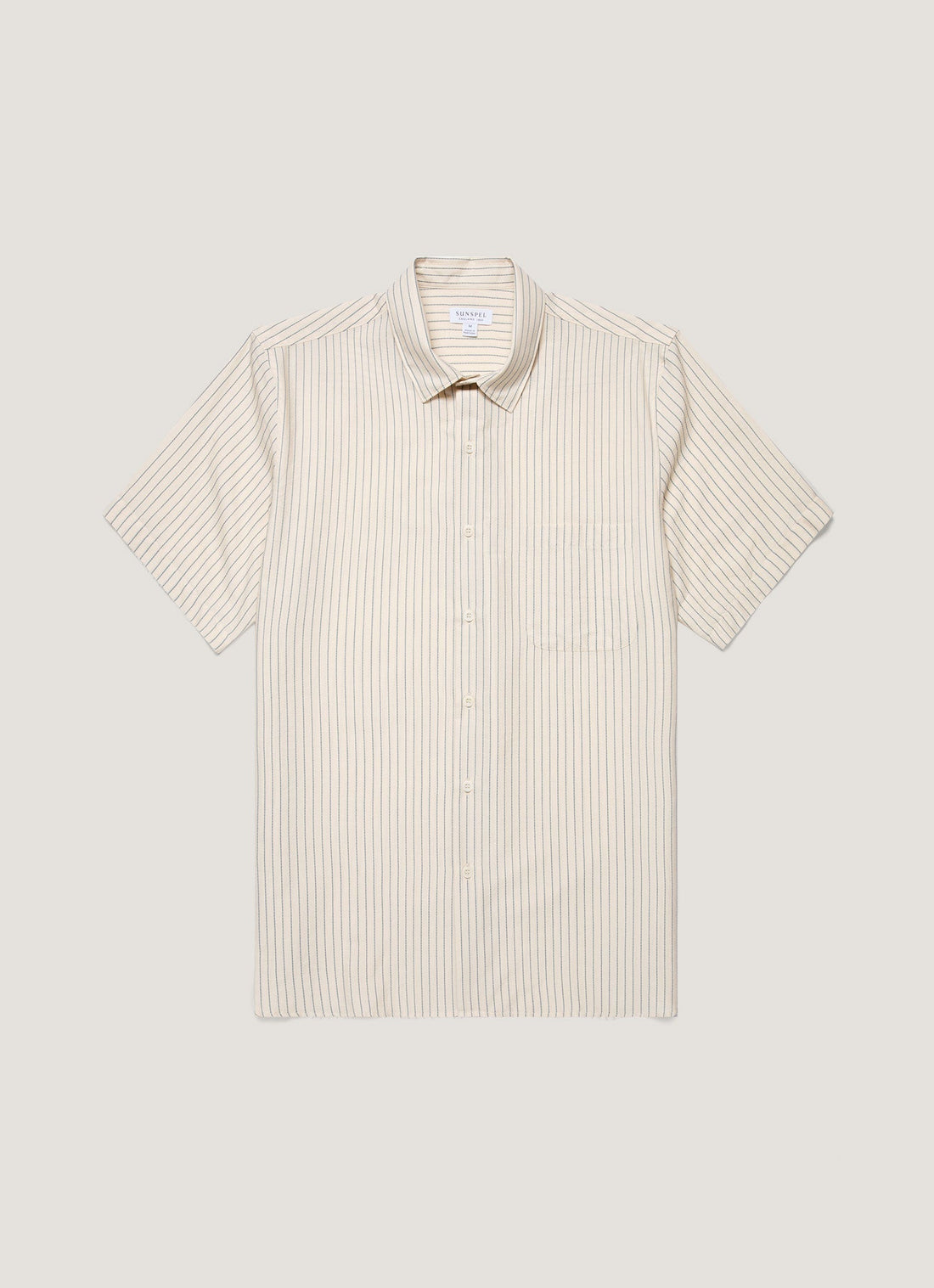 Men's Short Sleeve Vintage Stripe Shirt in Vintage Blue/Ecru