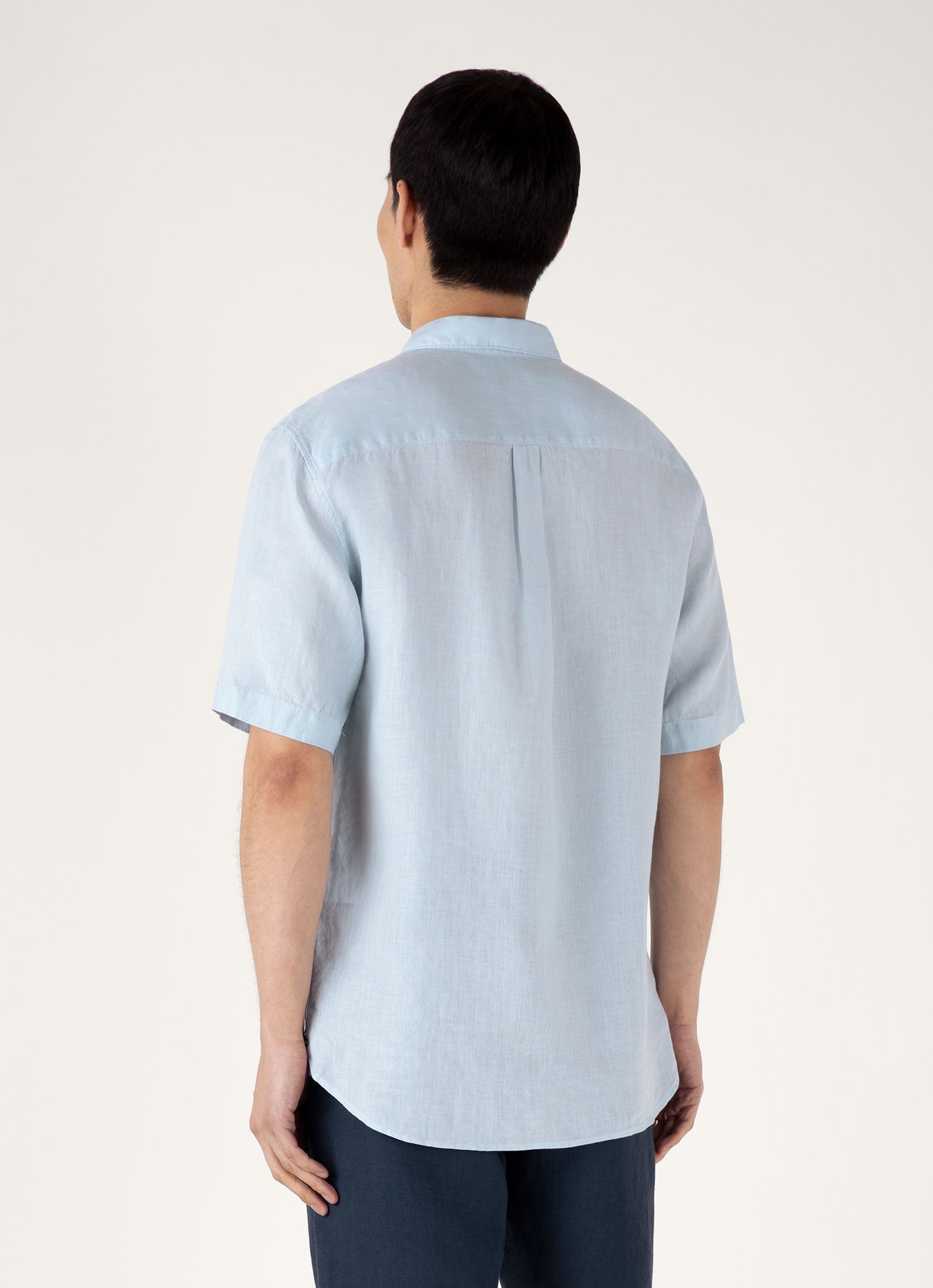 Men's Short Sleeve Linen Shirt in Light Blue