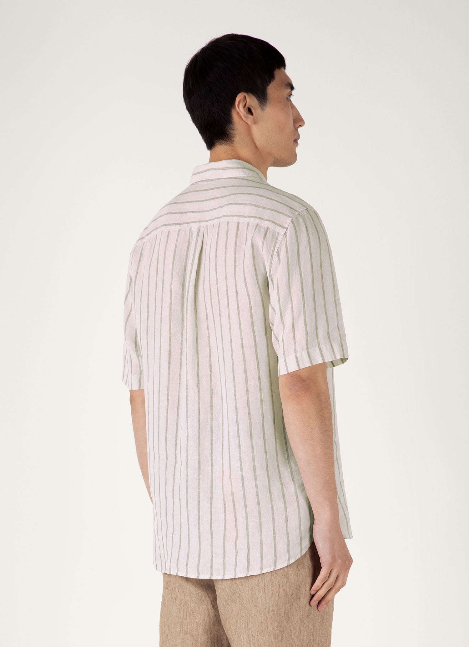 Men's Short Sleeve Linen Shirt in Dune/Ecru
