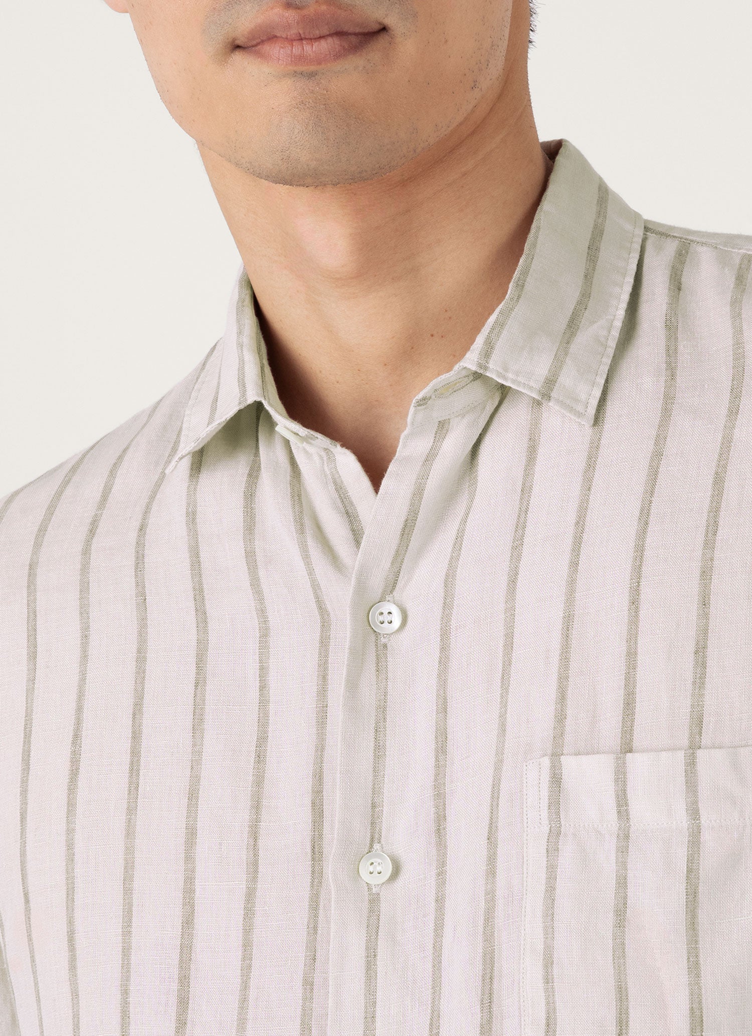 Men's Short Sleeve Linen Shirt in Dune/Ecru