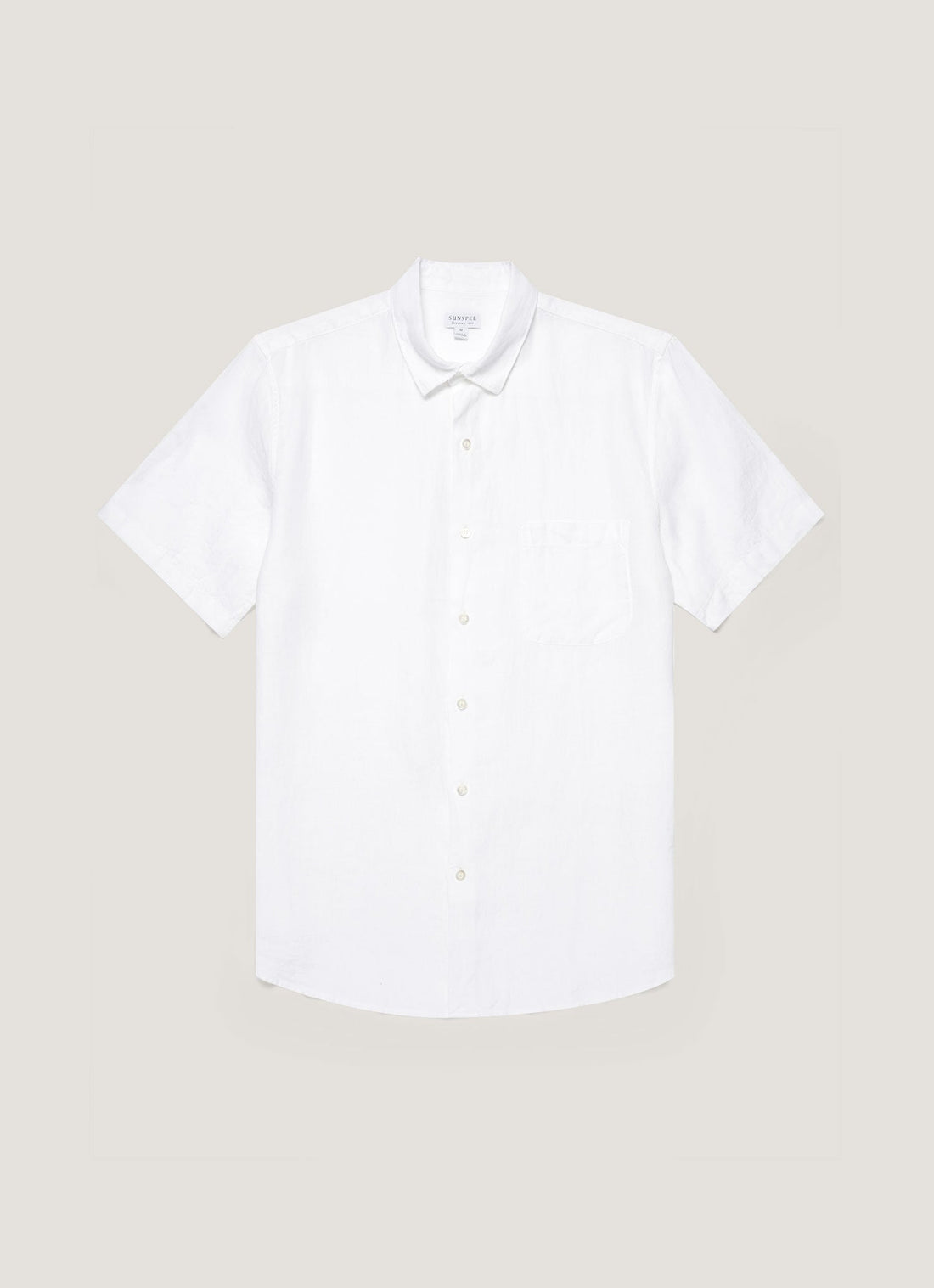Men's Short Sleeve Linen Shirt in White