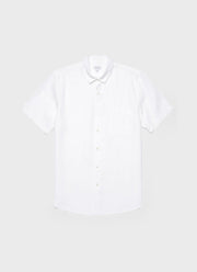 Men's Short Sleeve Linen Shirt in White