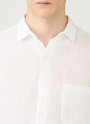 Men's Short Sleeve Linen Shirt in White