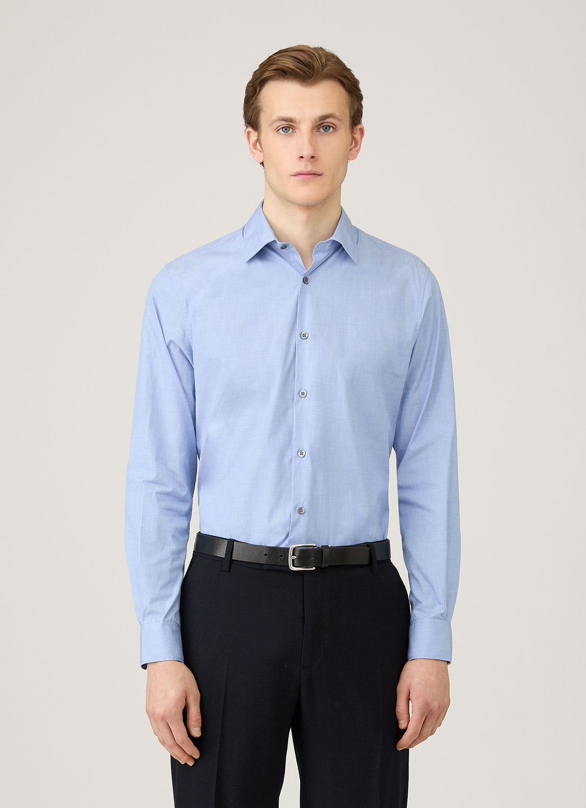 Men's Cotton Stretch Shirt in Dark Blue
