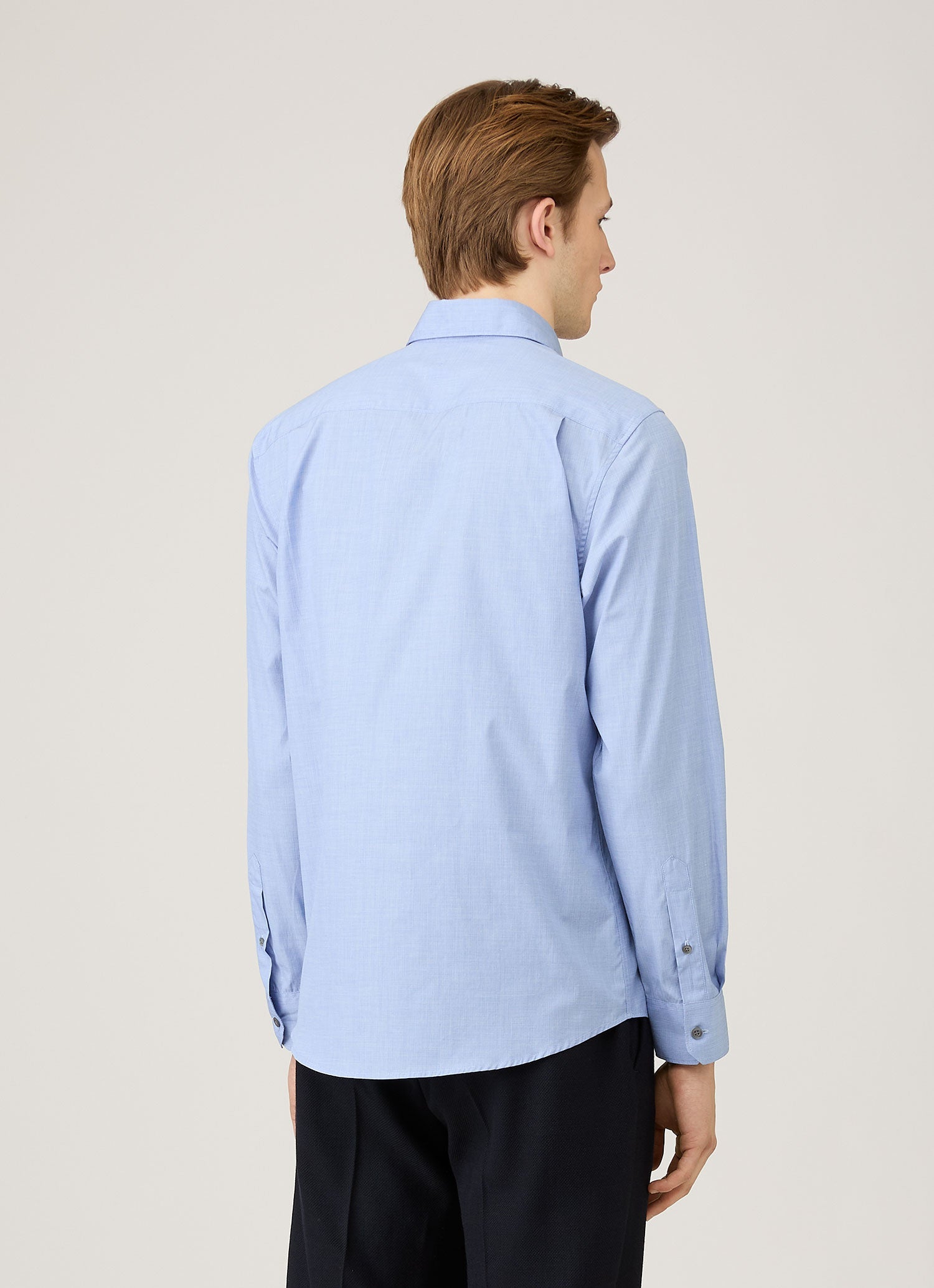 Men's Cotton Stretch Shirt in Dark Blue