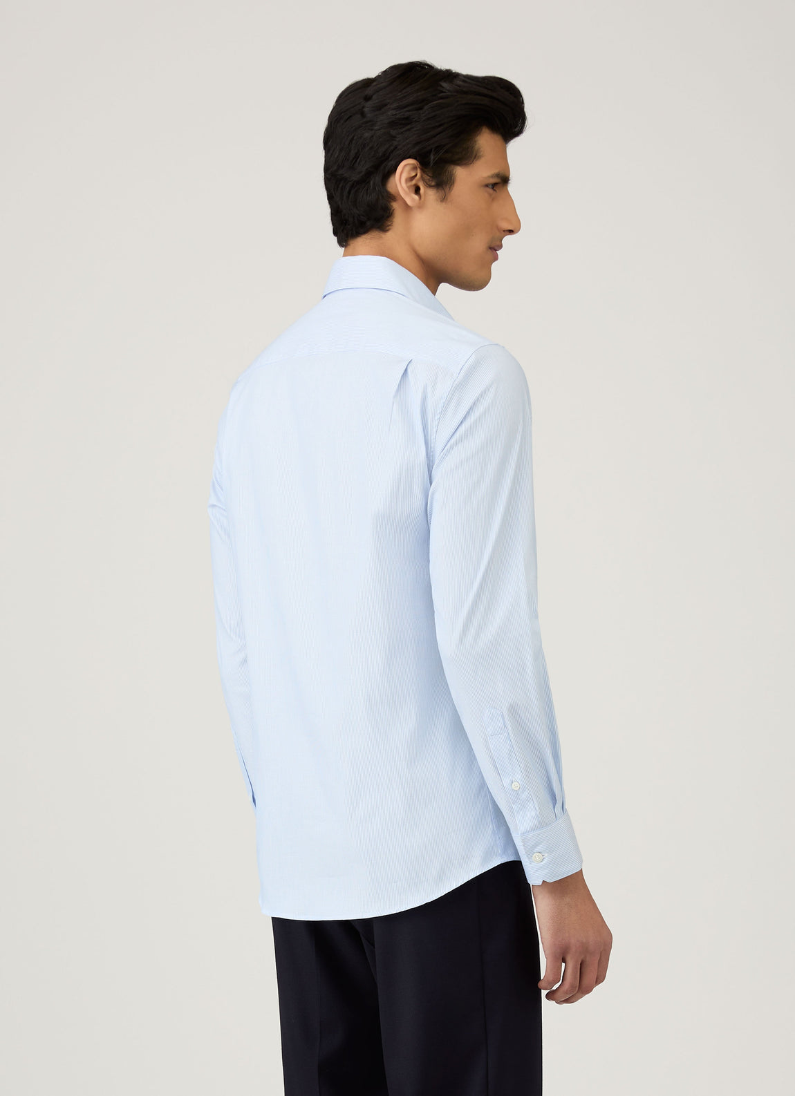 Men's Cotton Stretch Shirt in Light Blue/White