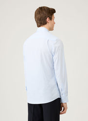 Men's Smart Poplin Shirt in White/Light Blue