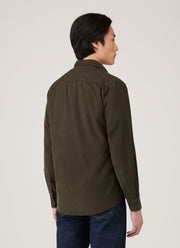 Men's Fine Cord Shirt in Dark Green