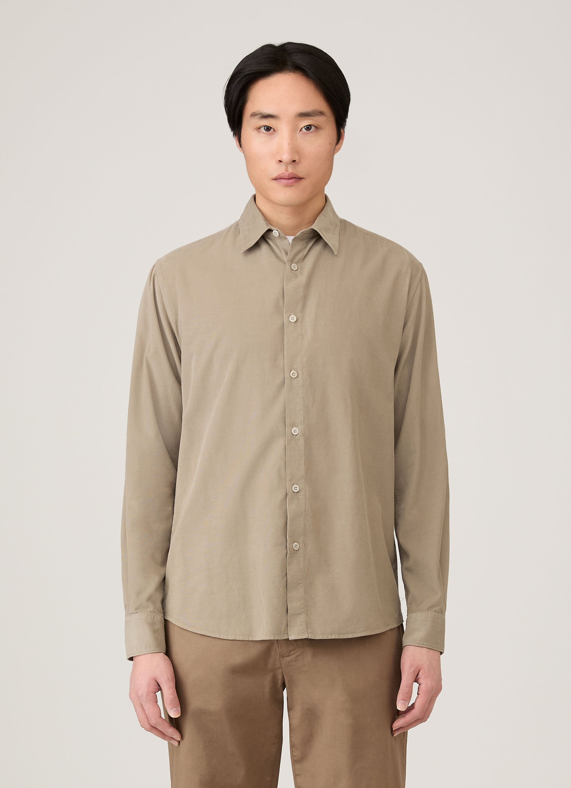Men's Fine Cord Shirt in Fog