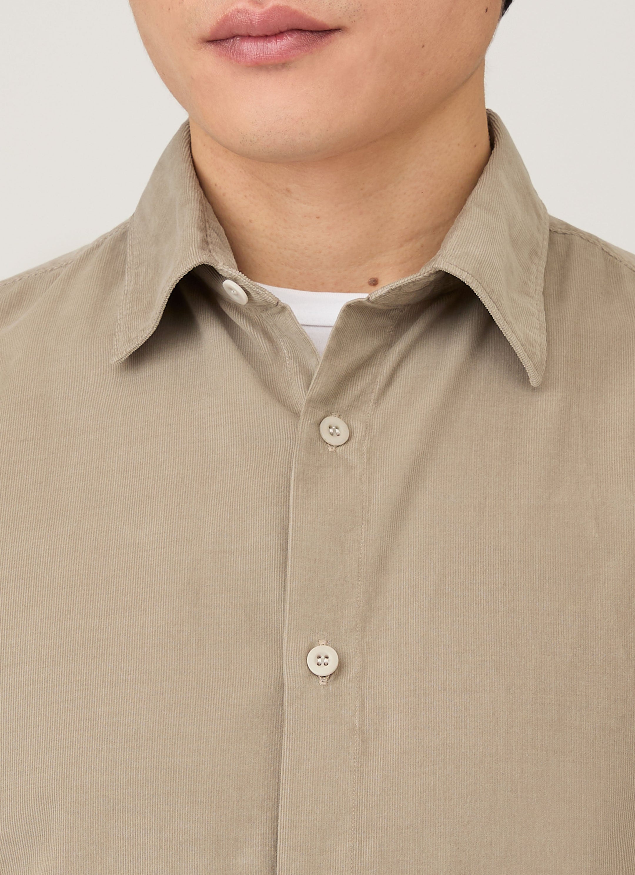 Men's Fine Cord Shirt in Fog