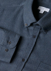 Men's Button Down Flannel Shirt in Selvedge Blue Melange