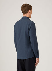 Men's Button Down Flannel Shirt in Selvedge Blue Melange