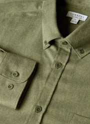 Men's Button Down Flannel Shirt in Sea Moss Melange