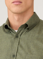 Men's Button Down Flannel Shirt in Sea Moss Melange