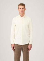 Men's Button Down Flannel Shirt in Ecru