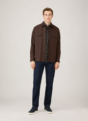 Men's Button Down Flannel Shirt in Bark Check