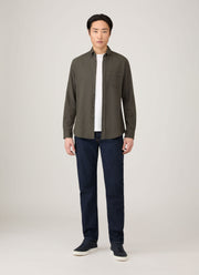 Men's Button Down Flannel Shirt in Dark Green