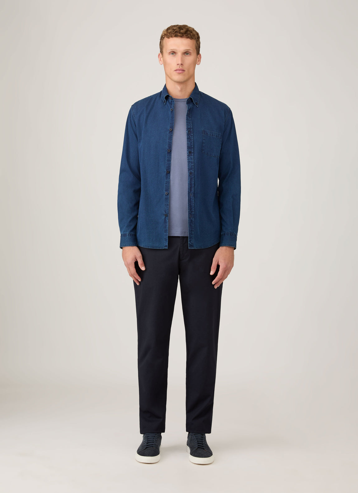 Men's Button Down Twill Shirt in Indigo