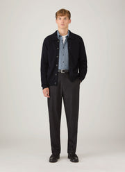 Men's Brushed Cotton Shirt in Light Blue Melange