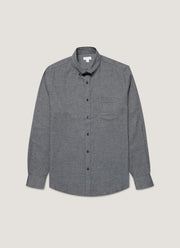Men's Brushed Cotton Shirt in Charcoal Melange