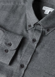 Men's Brushed Cotton Shirt in Charcoal Melange