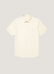 Men's Short Sleeve Cotton Linen Shirt in Ecru