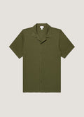 Men's Riviera Camp Collar Shirt in Deep Olive