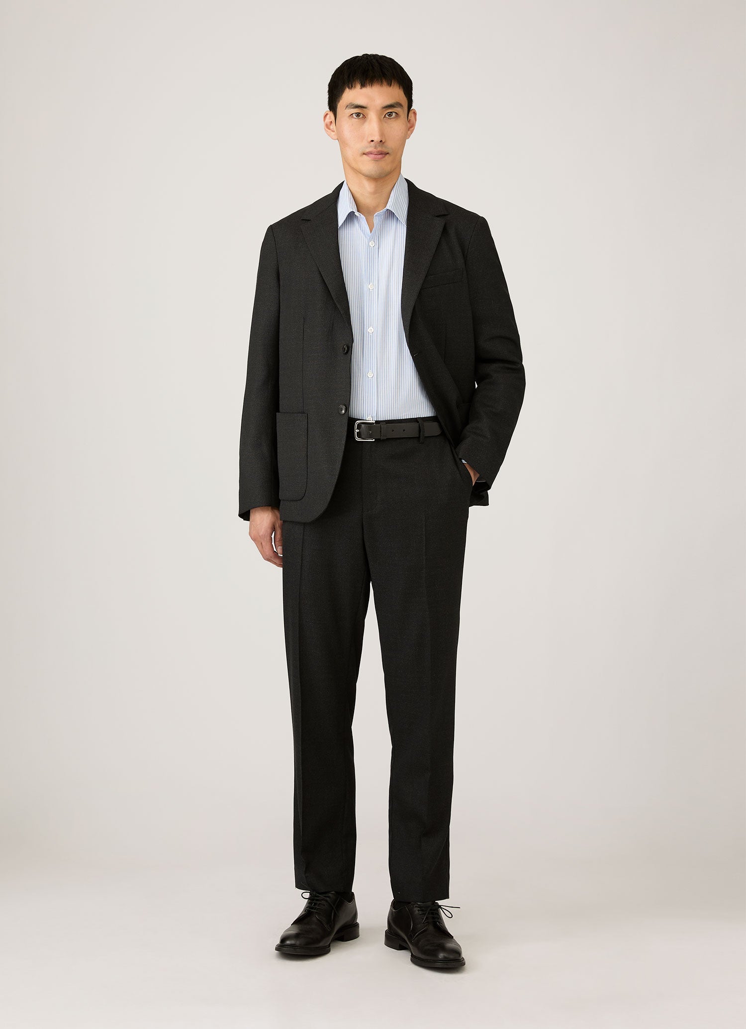 Men's Poplin Shirt in White/Blue/Navy