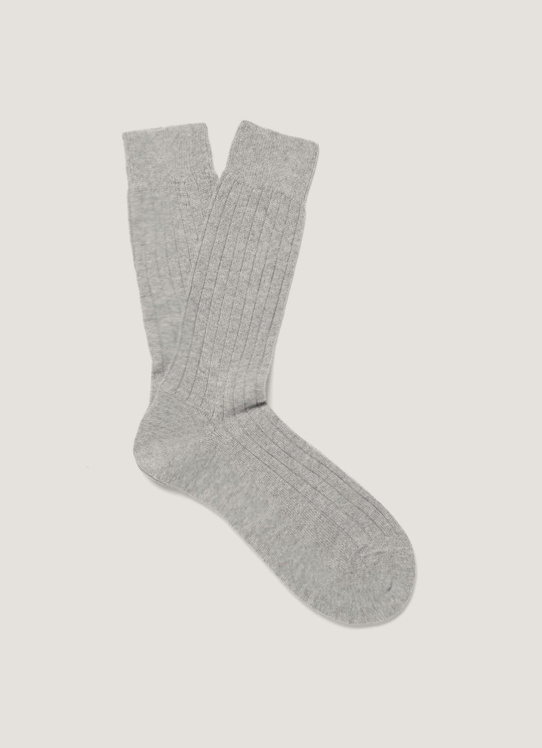 Men's Cashmere Ribbed Socks in Mid Grey Melange
