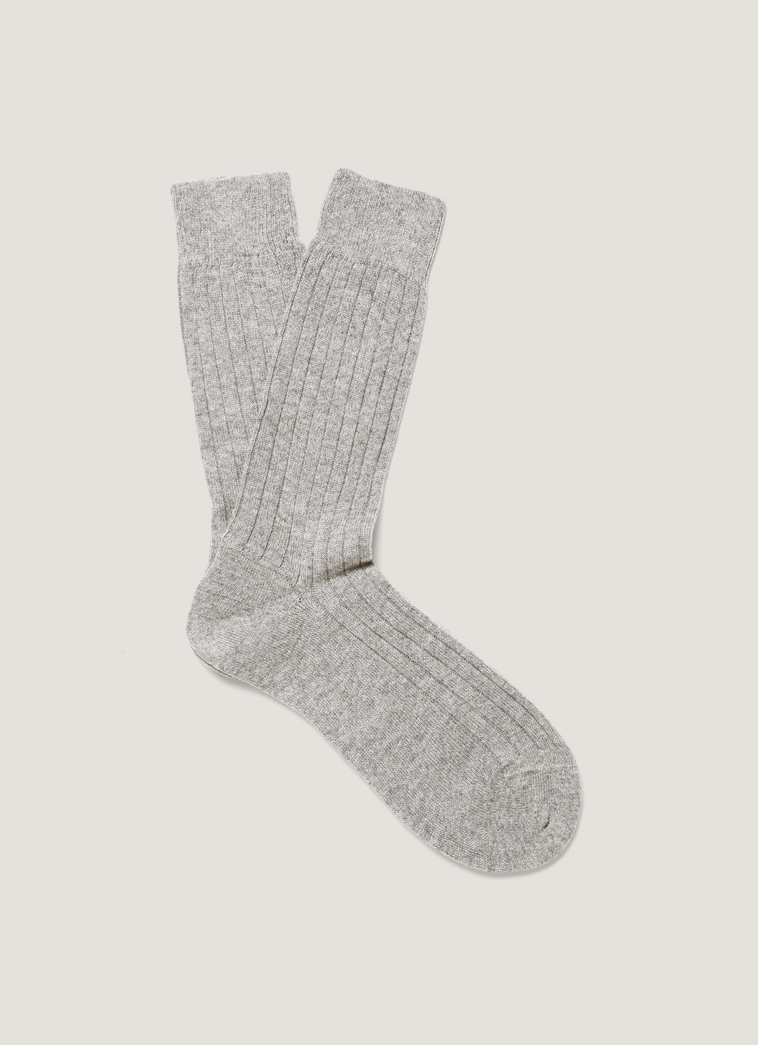 Men's Cashmere Ribbed Socks in Mid Grey Melange