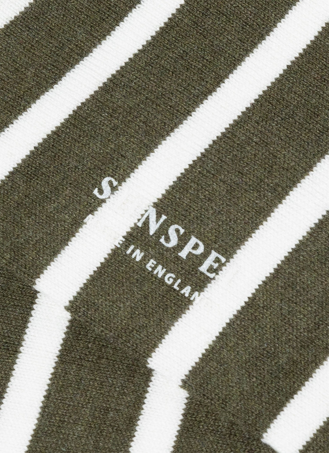 Men's Cotton Socks in Hunter Green/Ecru Breton Stripe
