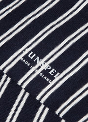 Men's Cotton Socks in Navy/Ecru