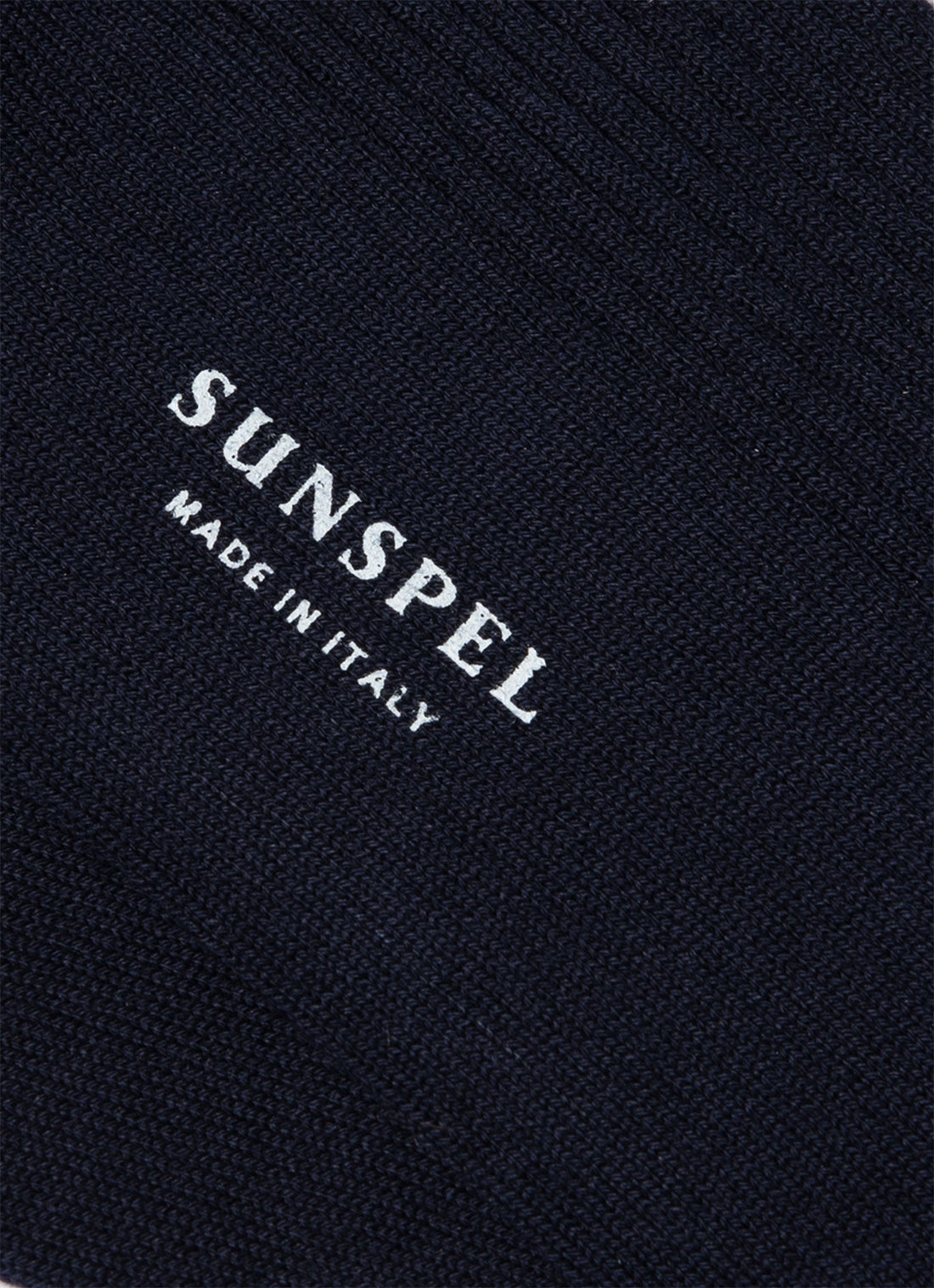 Men's Cotton Ribbed Socks in Navy