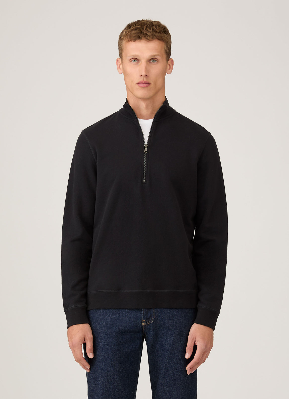 Men's Half Zip Loopback Sweatshirt in Black