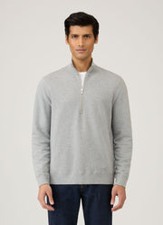 Men's Half Zip Loopback Sweatshirt in Grey Melange