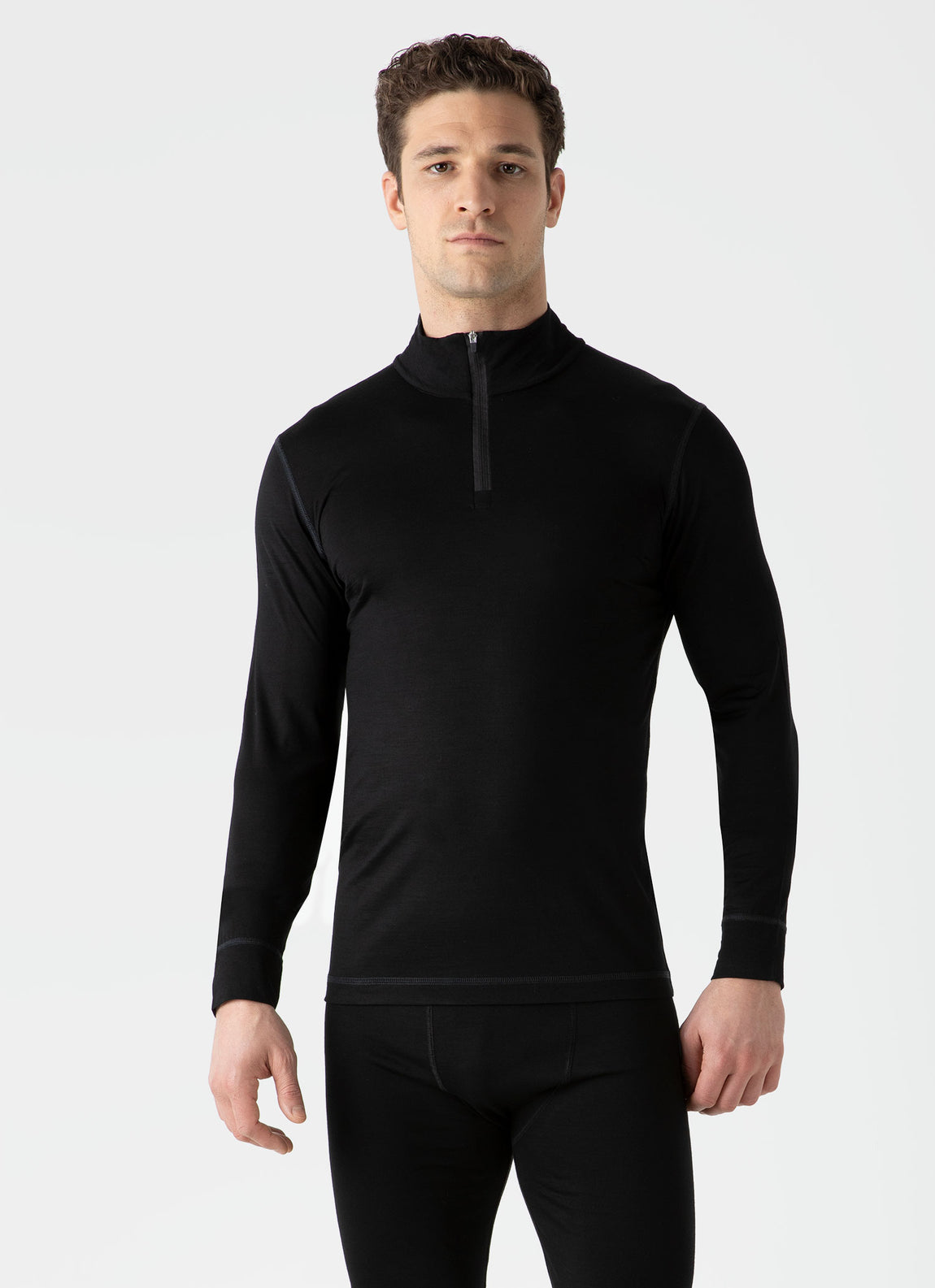 Men's Active Merino Half Zip Top in Black