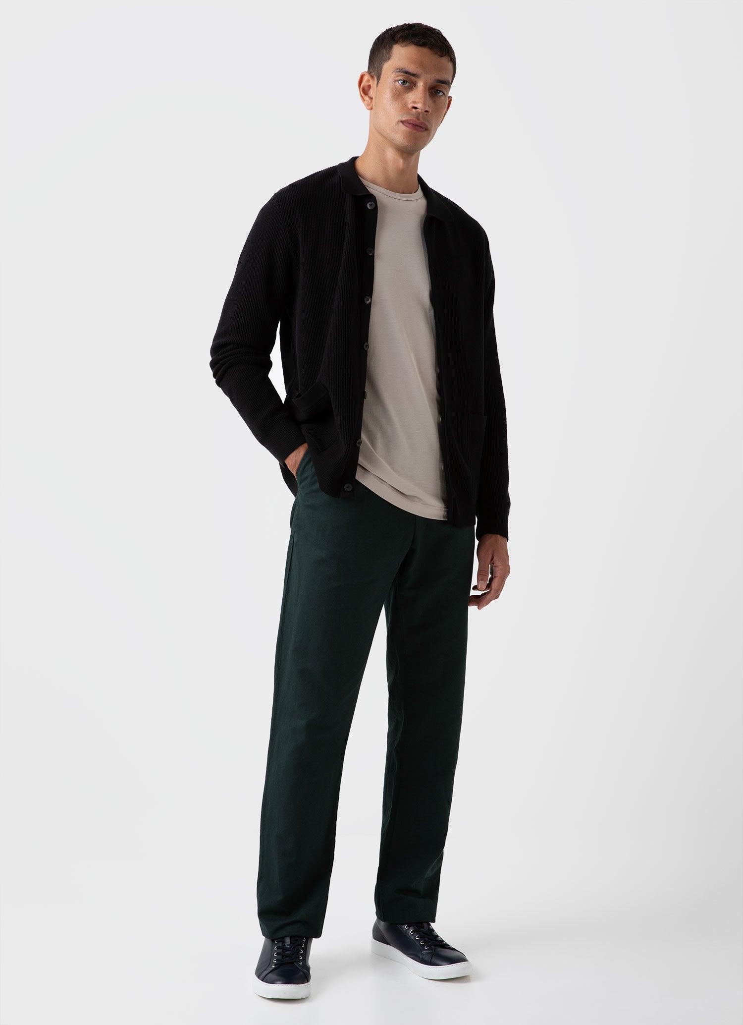 Men's Cotton Linen Drawstring Trouser in Seaweed