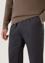Men's Cotton Linen Drawstring Trouser in Charcoal