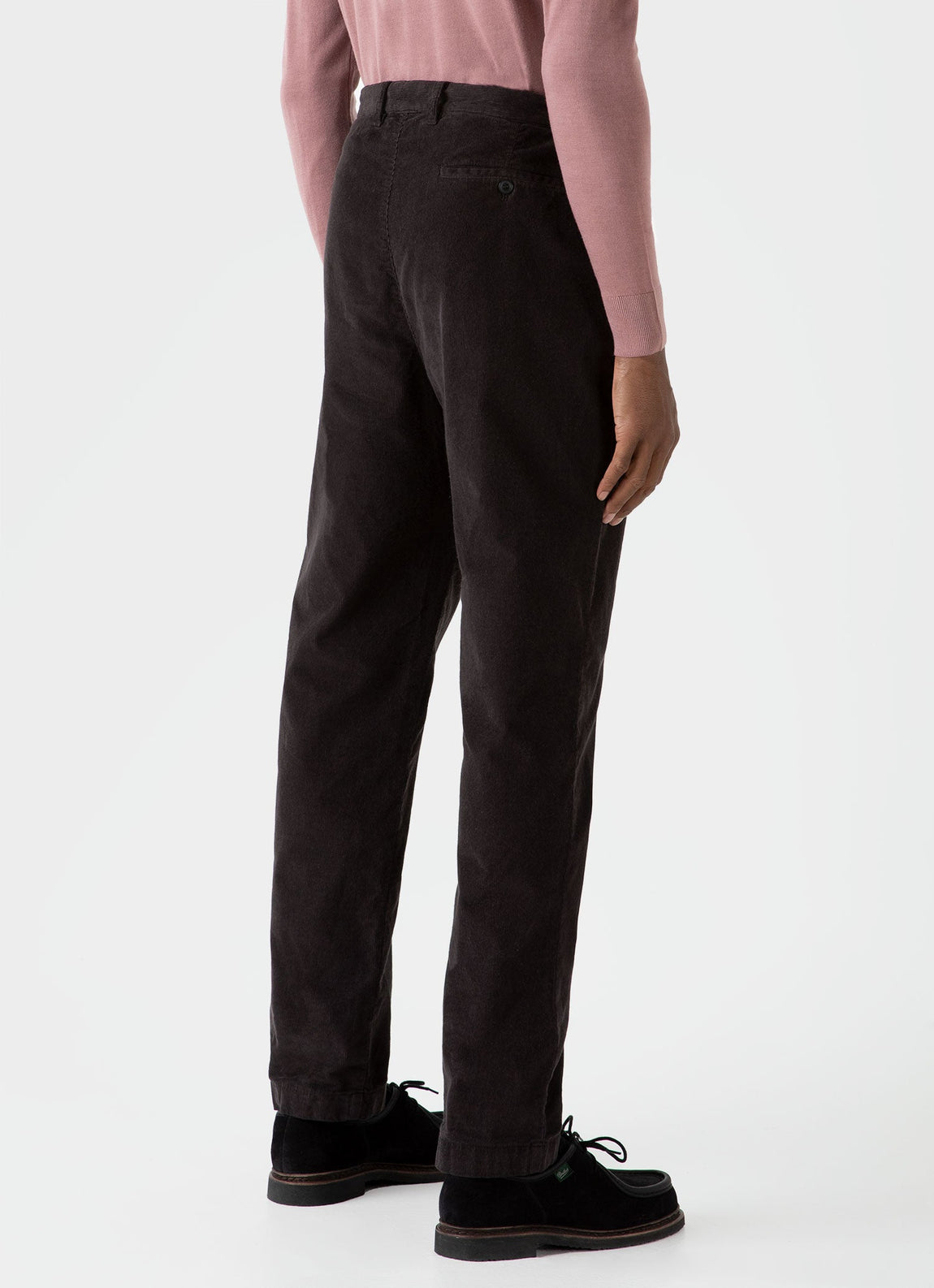 Men's Pleated Corduroy Trouser in Coffee