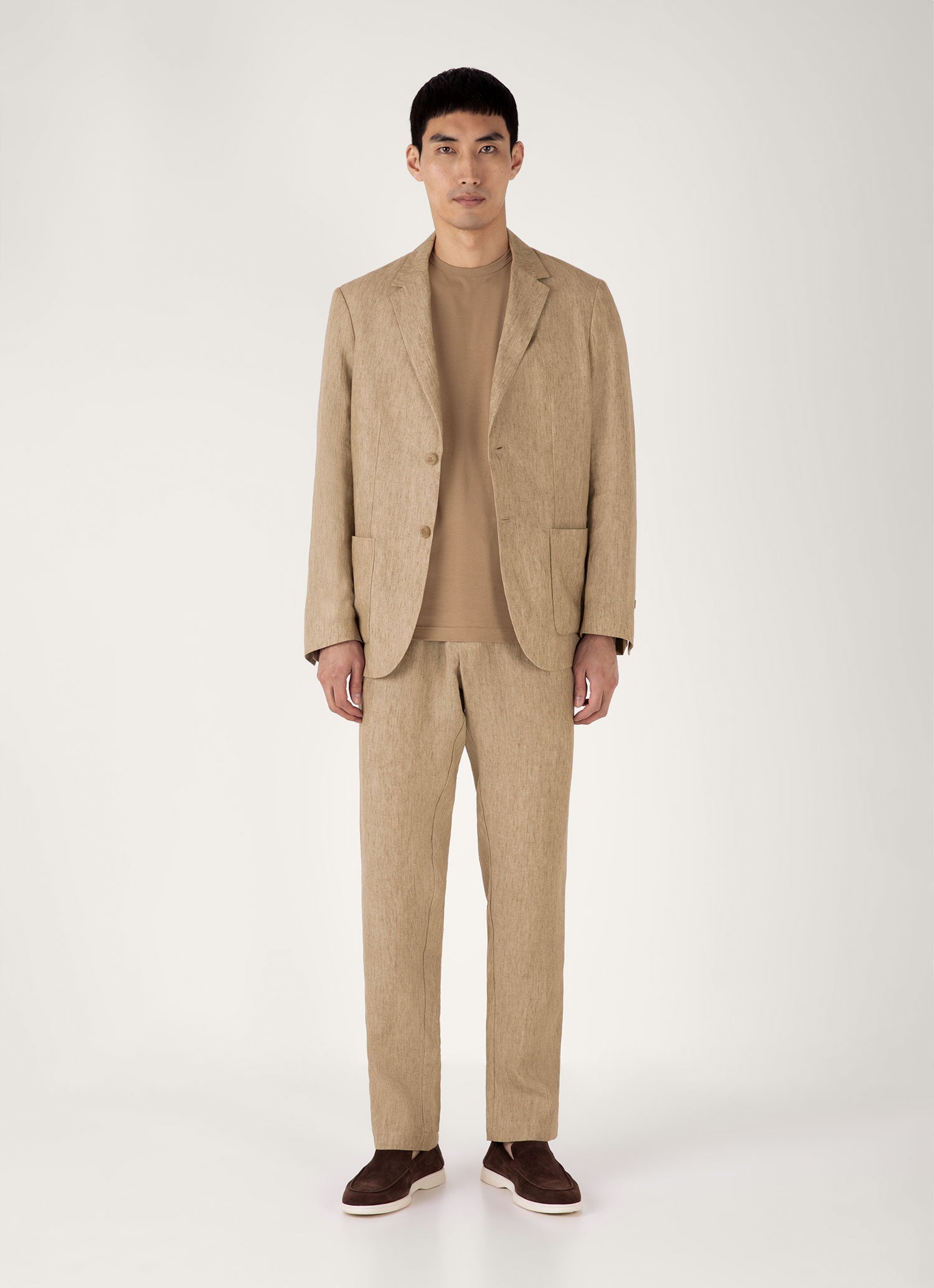Men's Linen Drawstring Trouser in Dune Melange